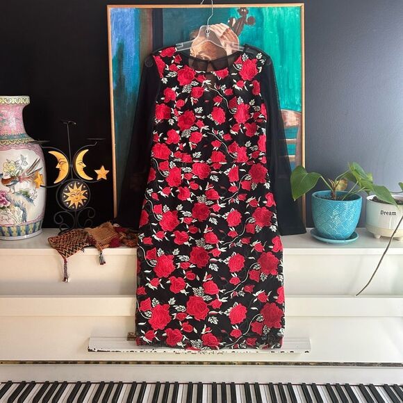 Joseph Ribkoff Floral Sweetheart Embroidered Dress 12 - Picture 1 of 16